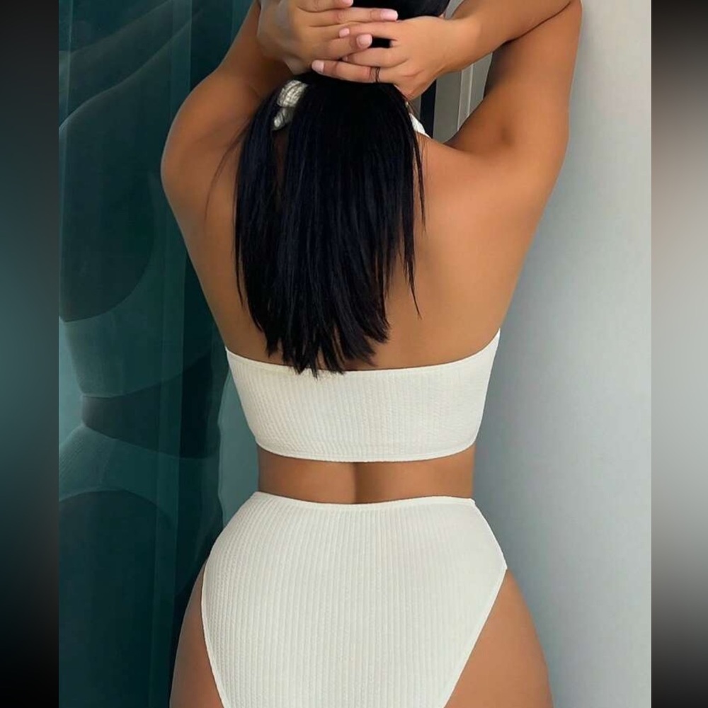 NEW Summer Halter 2 Piece Swimsuit High Cut Tie Back Bikini Set - Picture 2 of 8